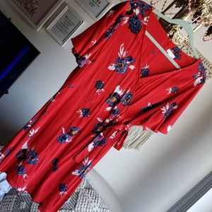 Red floral wrap dress 🌺